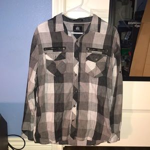 Casual button down white/black/grey shirt